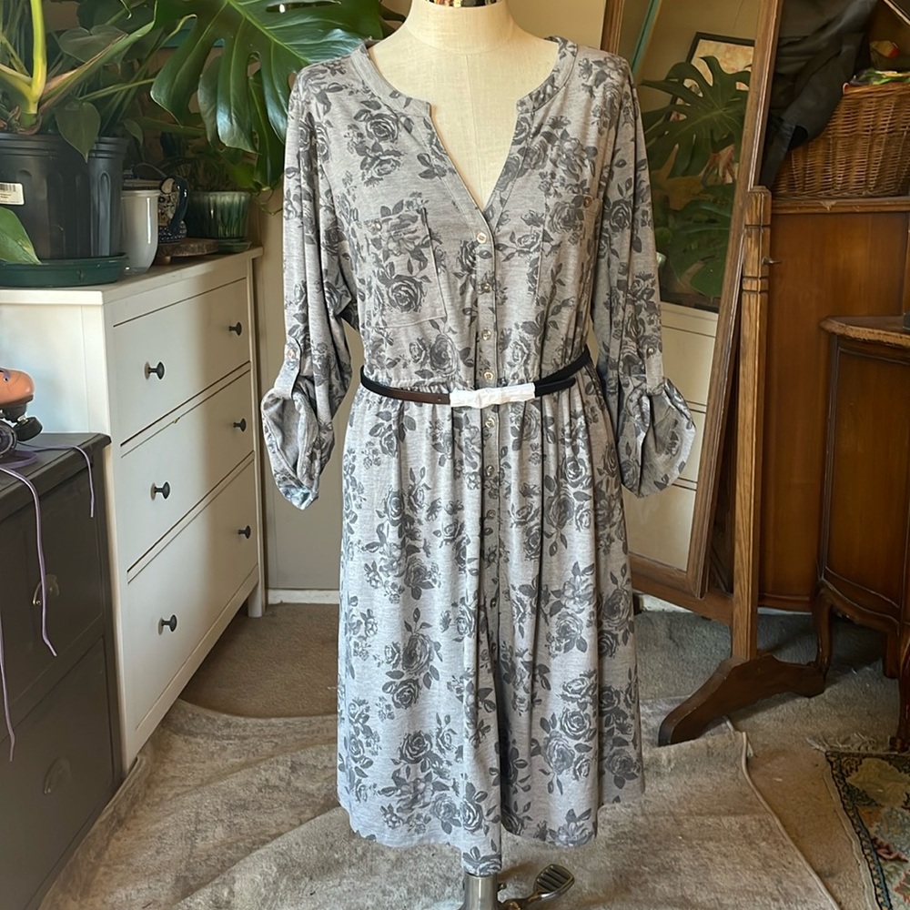 Torrid Gray Floral Midi Dress